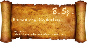 Baranszky Szabolcs névjegykártya